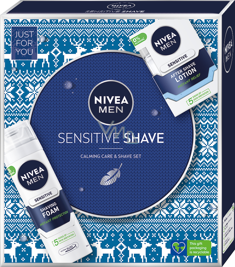 Nivea Men Sensitive Shave shaving foam 200 ml + Sensitive after shave balm 100 ml, cosmetic set