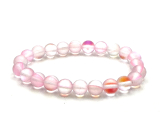 Opalite pink matt bracelet elastic, synthetic stone ball 8 mm / 16-17 cm, wishing and hope stone