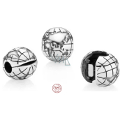 Charm Sterling silver 925 Planet Earth, stopper, clip bead on travel bracelet