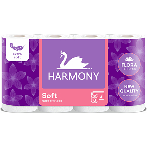 Harmony Soft Flora 3-ply toilet paper, 8 rolls, 17.5 m roll