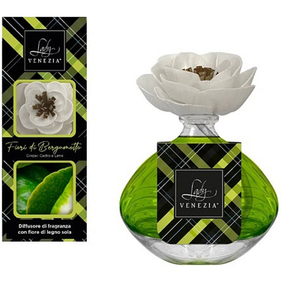 Lady Venezia Luxury Fiori di Bergamotto - Bergamot flowers aroma diffuser with flower for gradual release of fragrance 100 ml
