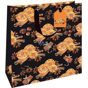 Nekupto Gift paper bag luxury 33 x 33 cm Christmas orange with cinnamon