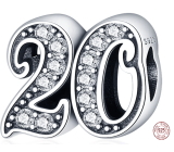 Charm Sterling silver 925, 20 anniversary, bead on bracelet