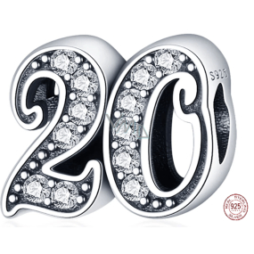 Charm Sterling silver 925, 20 anniversary, bead on bracelet