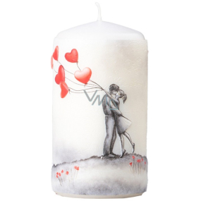 Emocio Lovers with balloons, heart white candle cylinder 60 x 110 mm
