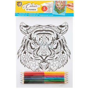 Ditipo Tiger painting by numbers A4 + crayons, age 3+