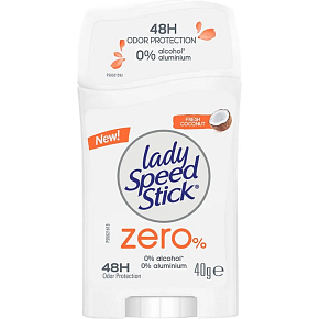 Lady Speed Stick Zero Fresh Coconut Solid Deodorant, 40 g