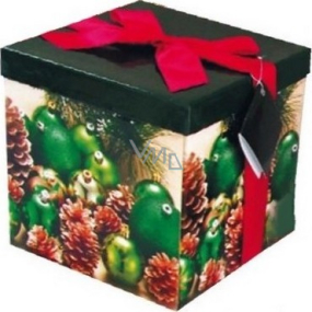 Angel Folding gift box with ribbon Christmas green with red ribbon 1373 M + 17 x 17 x 17 cm 1 piece