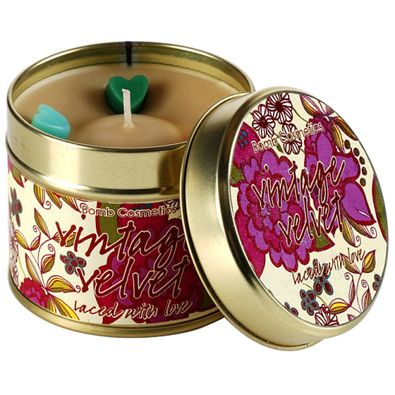 Bomb Cosmetics Vintage Velvet - Scented Natural Handcrafted Candle in a Tin Burns up to 35 Hours