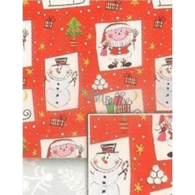 Nekupto Gift wrapping paper 70 x 200 cm Christmas Red background, snowman, santa