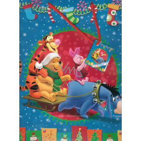 Ditipo Gift paper bag 26 x 13.5 x 32 cm Disney Winnie the Pooh as Santa on a sleigh