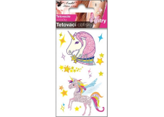 Colorful children's tattoo decals with glitters Unicorns 10.5 x 6 cm