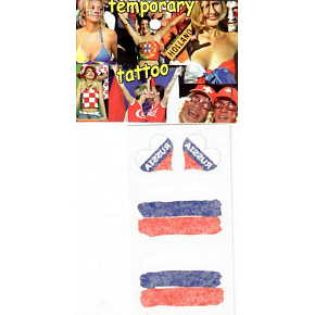 Sheet of Tattoo Stickers for Face and Body Russia Flag 2 Hearts 1 Design