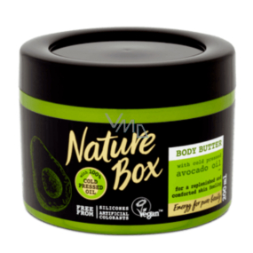 Nature Box Avocado Regenerating Body Butter for Intensive Renewal with 100% Cold Pressed Oil, Suitable for Vegans 200 ml