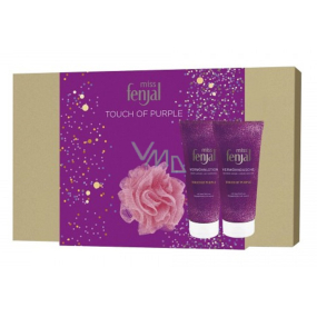 Fenjal Miss Touch of Purple shower gel for women 200 ml + body lotion 200 ml + washing sponge, cosmetic set