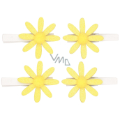 Yellow flowers with glitter on a peg 5 cm, 4 pieces in a bag