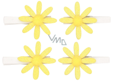 Yellow flowers with glitter on a peg 5 cm, 4 pieces in a bag