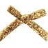 Narrow velvet bow, gold glitter, 8 cm, 12 pieces
