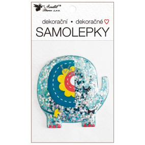 Plastic sticker filled with glitter Elephant 10.5 x 18 cm