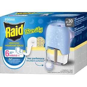 Raid Family electric vaporizer with liquid refill against mosquitoes, 30 nights, 1+21 ml