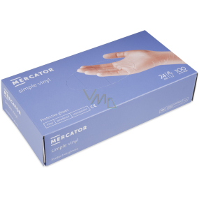 Mercator Hygienic disposable vinyl powdered gloves, size M, box of 100 pieces, transparent