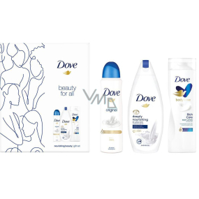 Dove Beauty For All Deeply Nourishing Shower Gel 250 ml + Rich Care Body Lotion 250 ml + Original antiperspirant spray 150 ml, cosmetic set