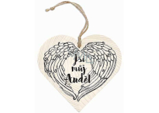 Bohemia Gifts Wooden decorative heart with print You are my angel 12 cm