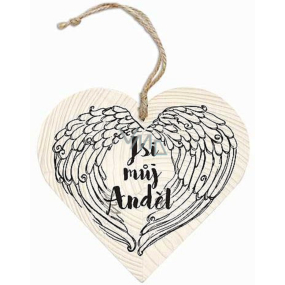 Bohemia Gifts Wooden decorative heart with print You are my angel 12 cm