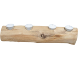 Wooden candle holder for four tea lights approx. 30 x 10 cm without bark