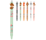 Colorino Rubberized pen Little Foxes green, blue refill 0,5 mm