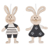 Wooden rabbit in black for hanging 11 cm 2 pieces