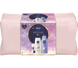 Nivea Smooth Care Smooth Sensation body lotion 400 ml + Diamond & Argan Oil shower gel 250 ml + Invisible Black & White Clear antiperspirant roll-on 50 ml + Labello Soft Rosé lip balm 4.8 g + cosmetic bag, cosmetic set for women