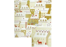 Nekupto Christmas gift wrapping paper 70 x 1000 cm Beige, houses
