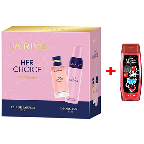 LA RIVE HER CHOICE Eau de Parfum 100 ml + Deodorant Spray 150 ml, Gift Set for Women + La Rive 2in1 Minie Shower Gel 250 ml BONUS