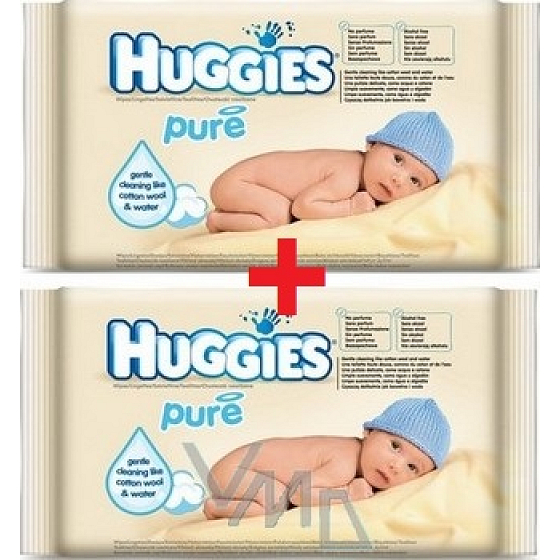 Huggies Pure cleaning wipes 2 x 64 pieces, duopack