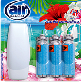 Air Menline Tahiti Paradise Happy Air Freshener Complete + Refills 3 x 15 ml Spray