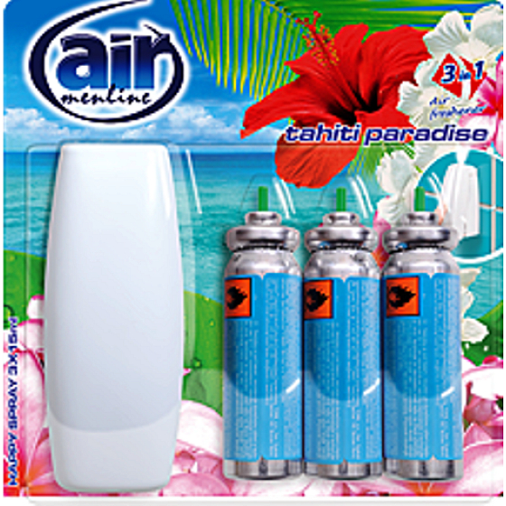 Air Menline Tahiti Paradise Happy Air Freshener Complete + Refills 3 x 15 ml Spray