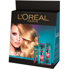 Loreal Paris Elseve Fibralogy shampoo 250 ml + hair balm 200 ml + booster 30 ml, cosmetic set for women