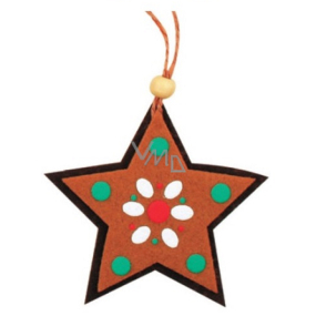 Gingerbread made of felt star colored for hanging 9 cm