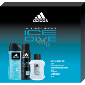 Adidas Ice Dive aftershave 100 ml + deodorant spray 150 ml + shower gel 250 ml, cosmetic set