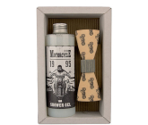 Bohemia Gifts Biker Olive oil shower gel 250 ml + wooden butterfly cosmetic set
