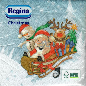 Regina Paper napkins 1 ply 33 x 33 cm 20 pieces Christmas Light blue, Santa on sleigh