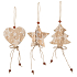 Wooden decoration with flakes, for hanging 7 cm 1 piece