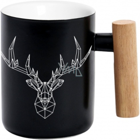 Albi Mug with wooden handle Black deer 350 ml