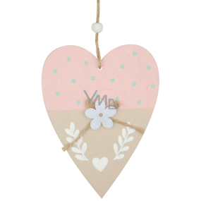 Wooden pink heart for hanging 14 cm