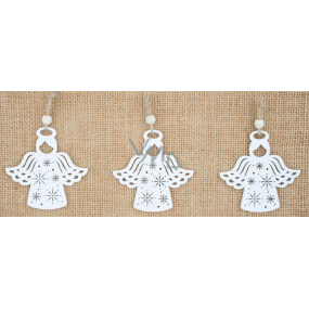 White wooden angel for hanging 6 cm 3 pieces