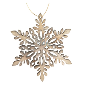 Wooden snowflake for hanging burnt white 10 cm