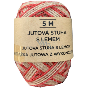 Albi Jute ribbon Natural with red border 5 m