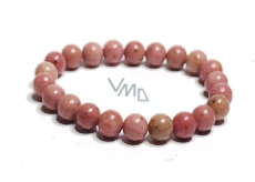 Rhodochrosite bracelet elastic natural stone, bead 8 mm / 16-17 cm, large heart healer