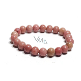 Rhodochrosite bracelet elastic natural stone, bead 8 mm / 16-17 cm, large heart healer